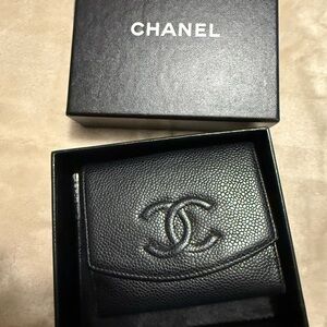 CHANEL Textured Black Card Holder